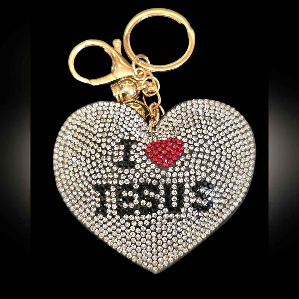 Heart Shaped Rhinestone โI โค๏ธ Jesusโ Heart Keychain / Bag Charm